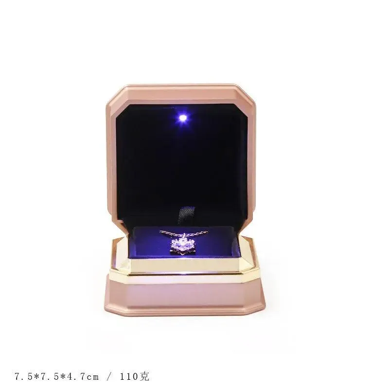 Luxury Cool Octagon Jewelry Box Light LED Engagement Wedding Jewelry Ring Box
