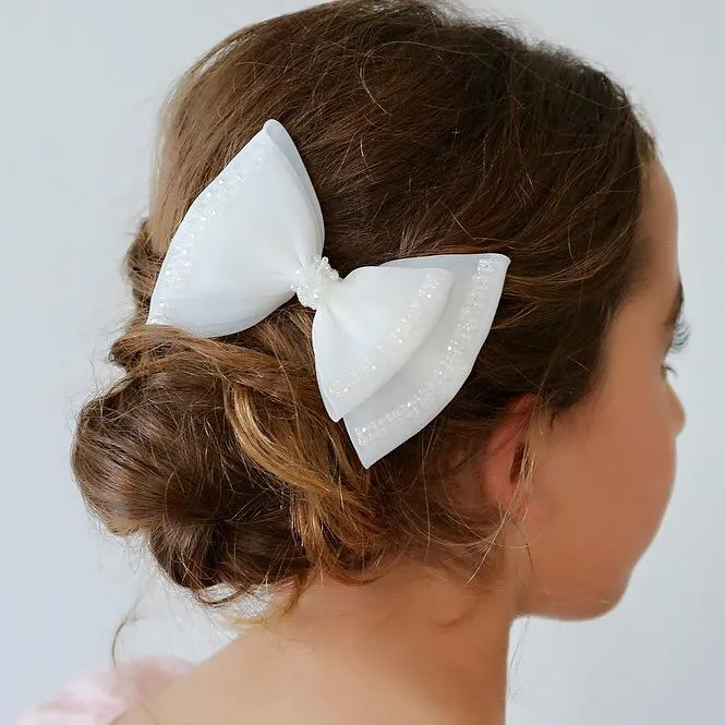 Luxury Handmade Adelia Bow Hair Clip – Sparkling Pastel Elegance