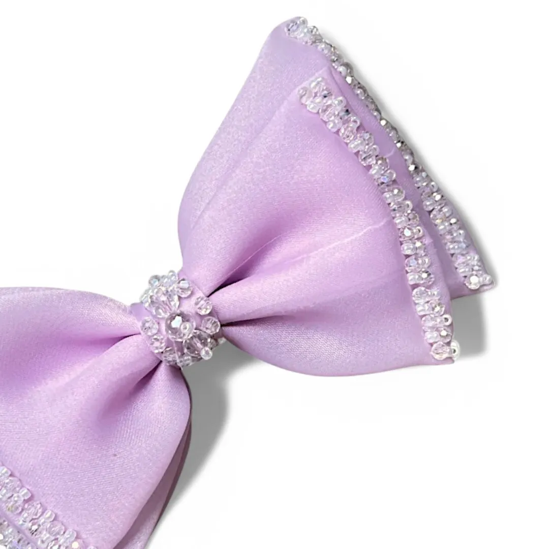 Luxury Handmade Adelia Bow Hair Clip – Sparkling Pastel Elegance