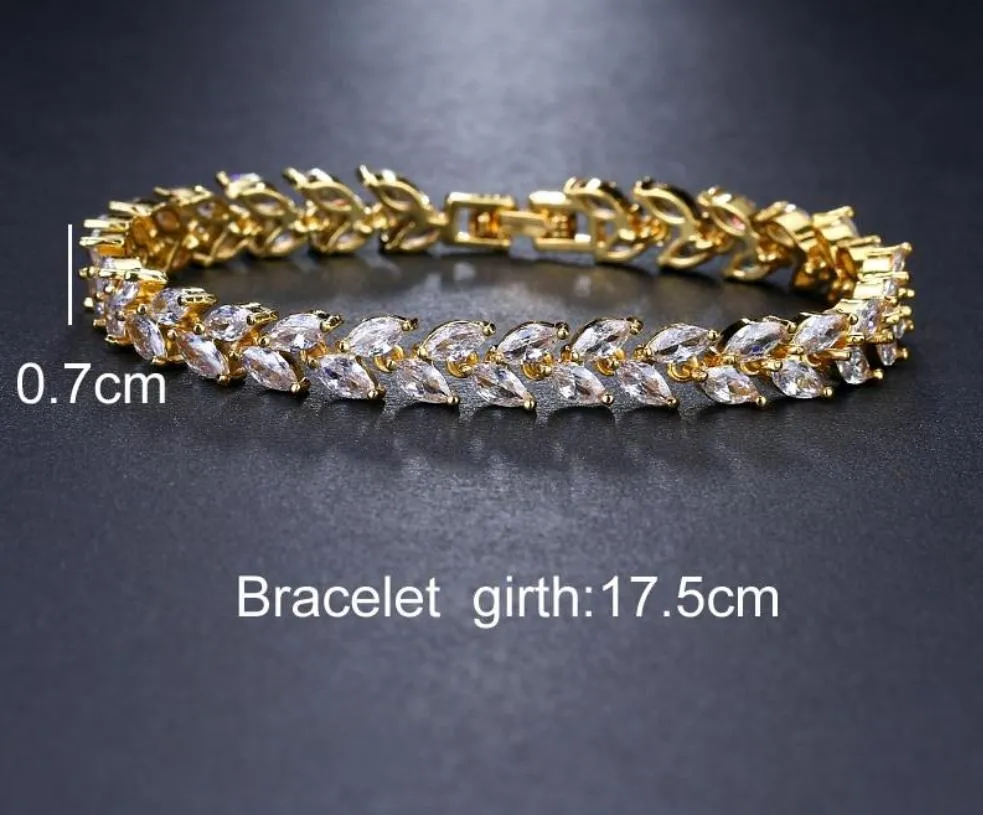 Luxury Leaf Chain Bracelet White AAA Cubic Zircon Woman's Jewelry Wedding Party Gift