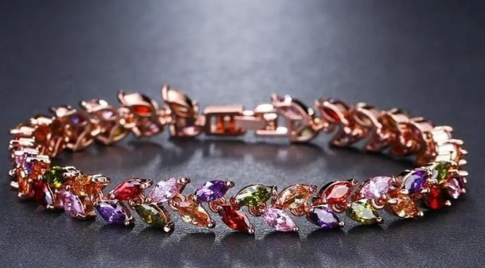 Luxury Leaf Chain Bracelet White AAA Cubic Zircon Woman's Jewelry Wedding Party Gift
