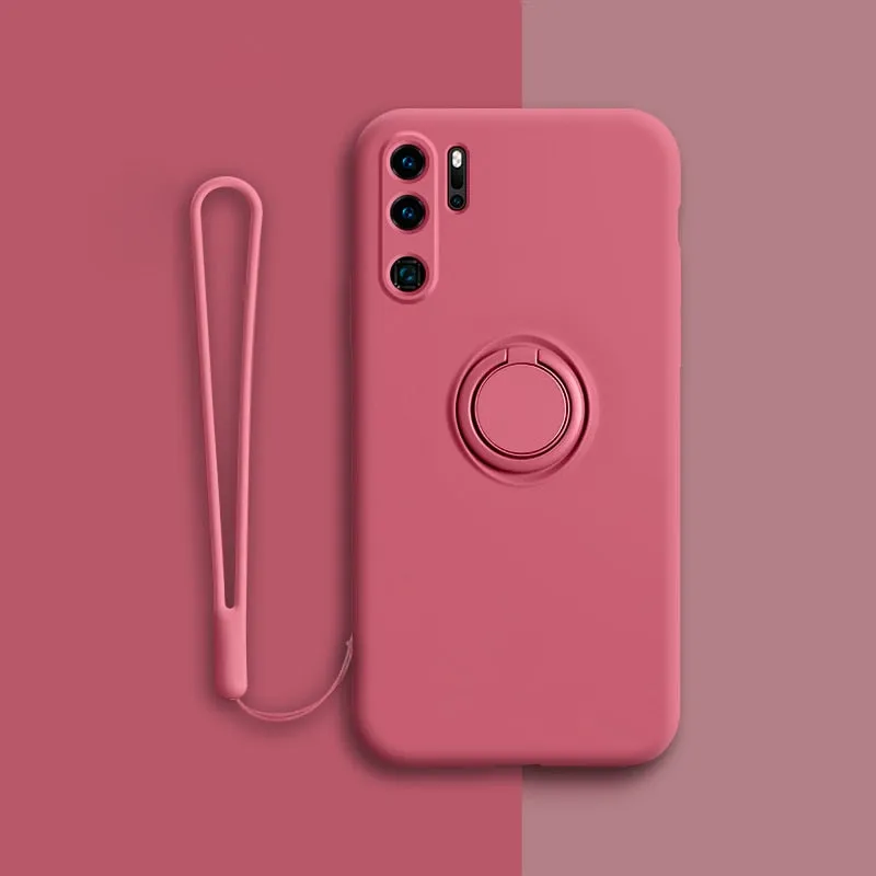 Luxury Magnetic Silicone Phone Case For Huawei With Ring Holder
