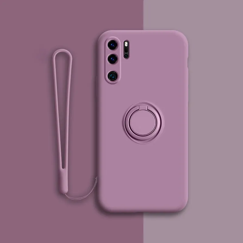 Luxury Magnetic Silicone Phone Case For Huawei With Ring Holder