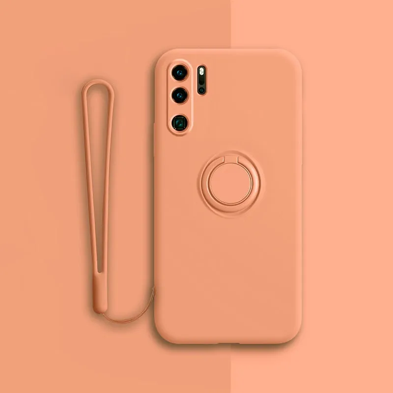 Luxury Magnetic Silicone Phone Case For Huawei With Ring Holder