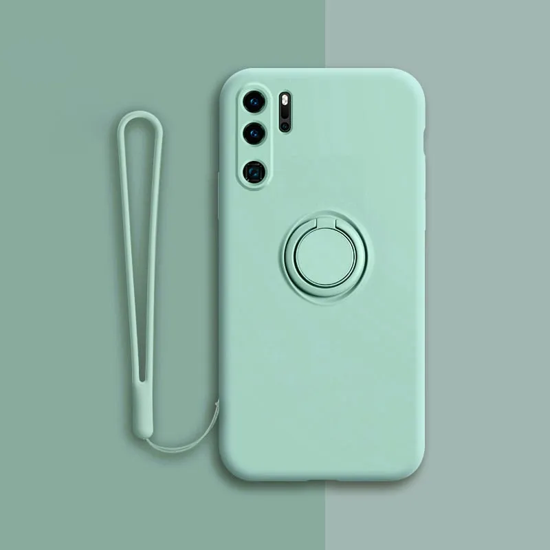 Luxury Magnetic Silicone Phone Case For Huawei With Ring Holder