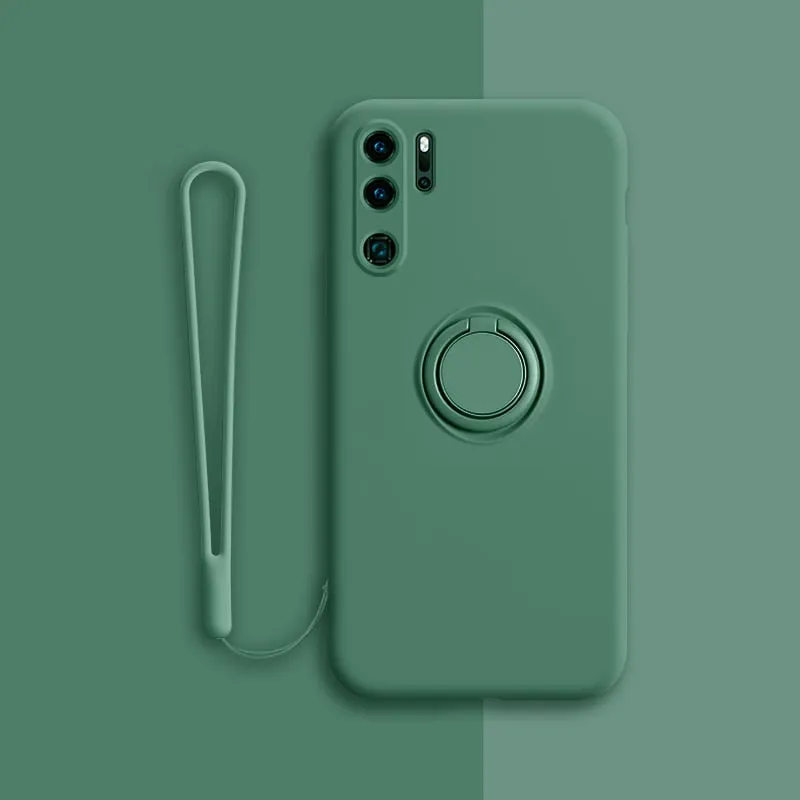Luxury Magnetic Silicone Phone Case For Huawei With Ring Holder