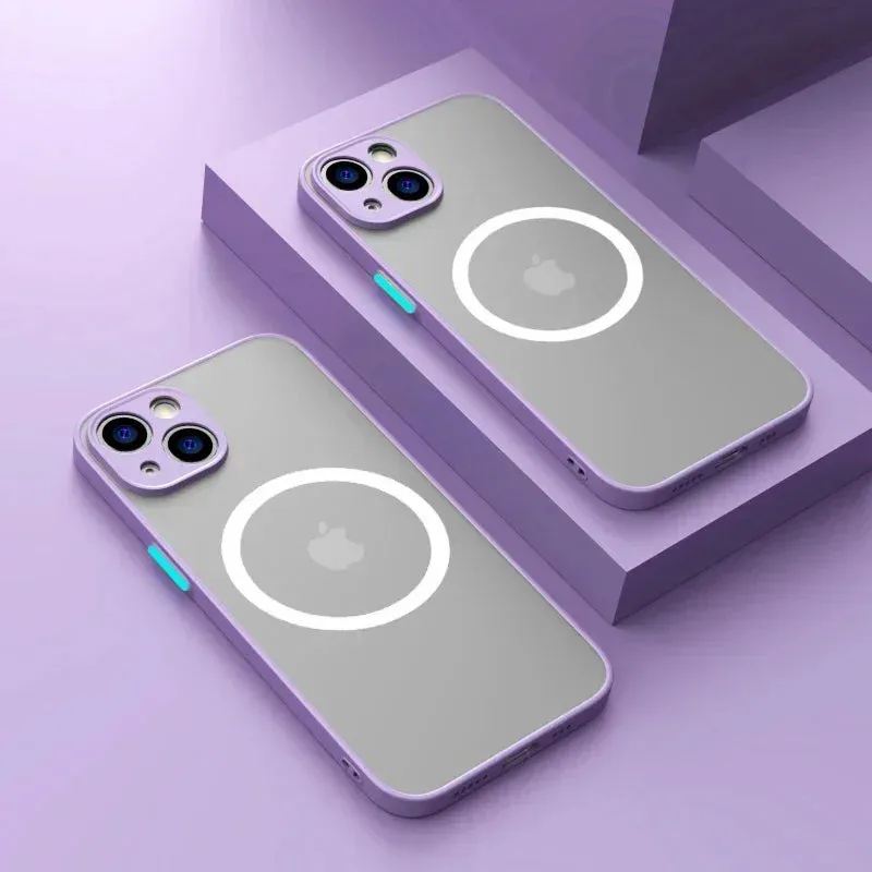 Luxury Matte Magnetic Magsafe Wireless Charging Case For iPhone
