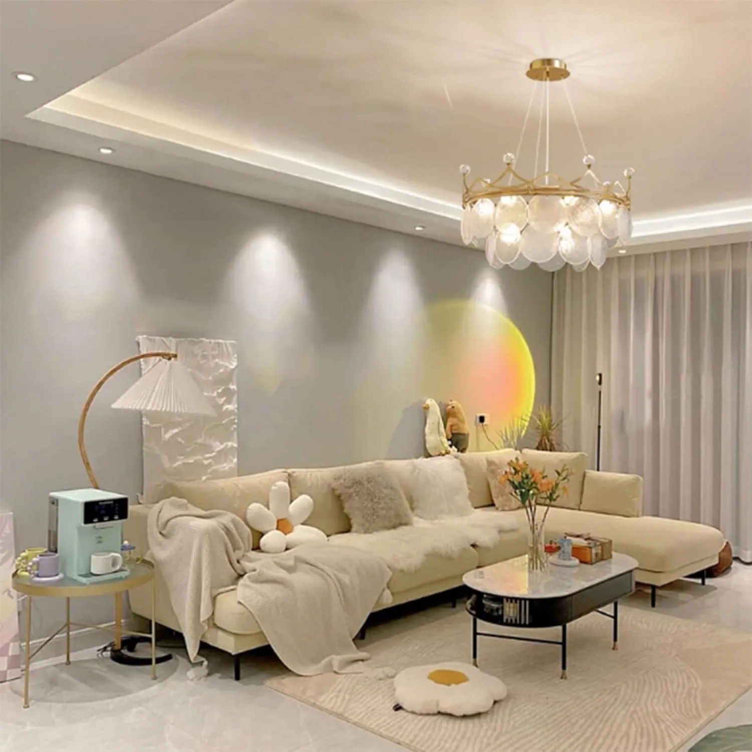 Luxury Modern LED Crystal Crown Glass Pendant Chandelier 60cm - CL-09