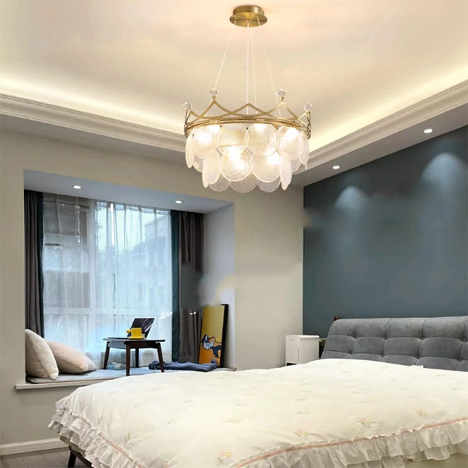 Luxury Modern LED Crystal Crown Glass Pendant Chandelier 60cm - CL-09