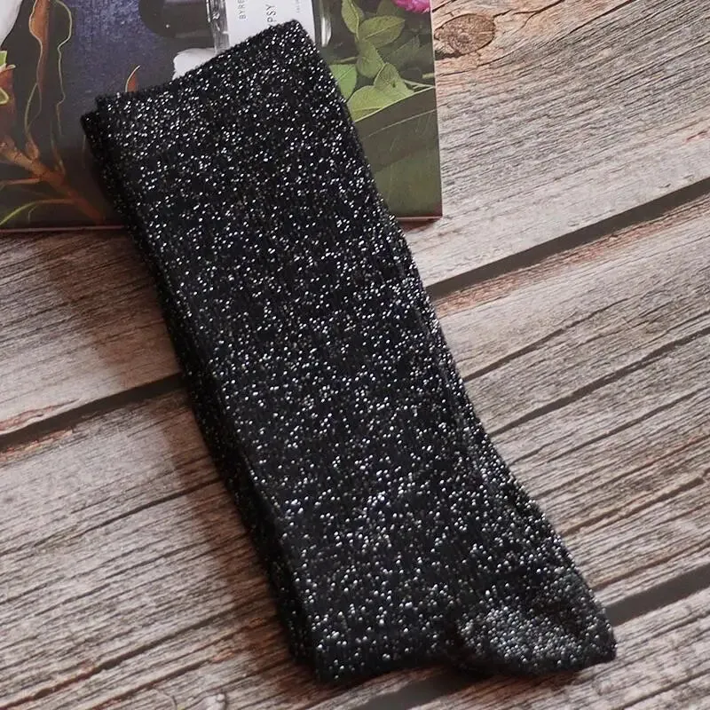 Luxury Shiny Gold & Silver Silk Socks