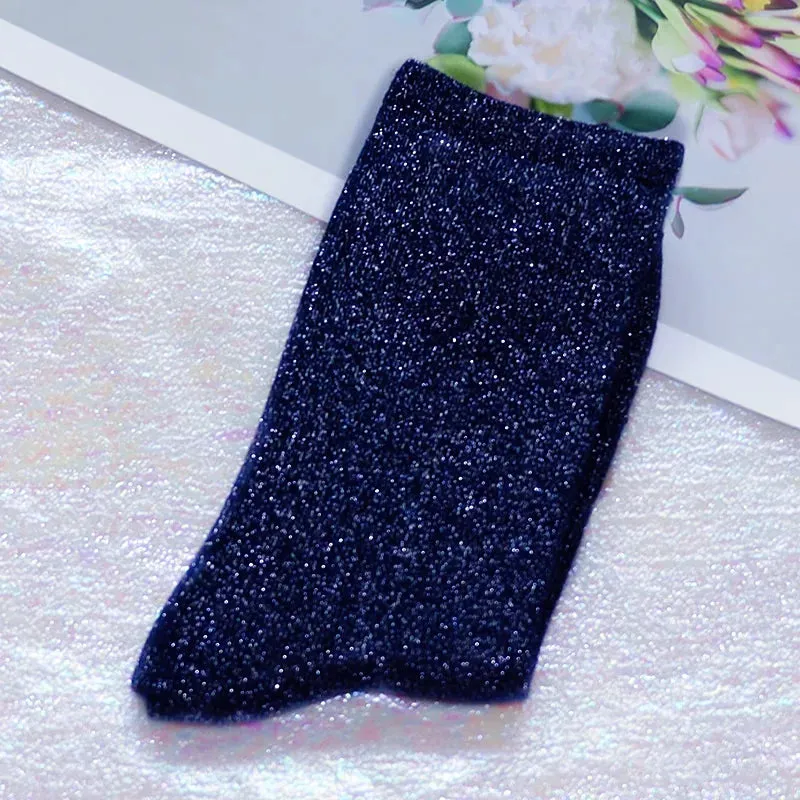 Luxury Shiny Gold & Silver Silk Socks