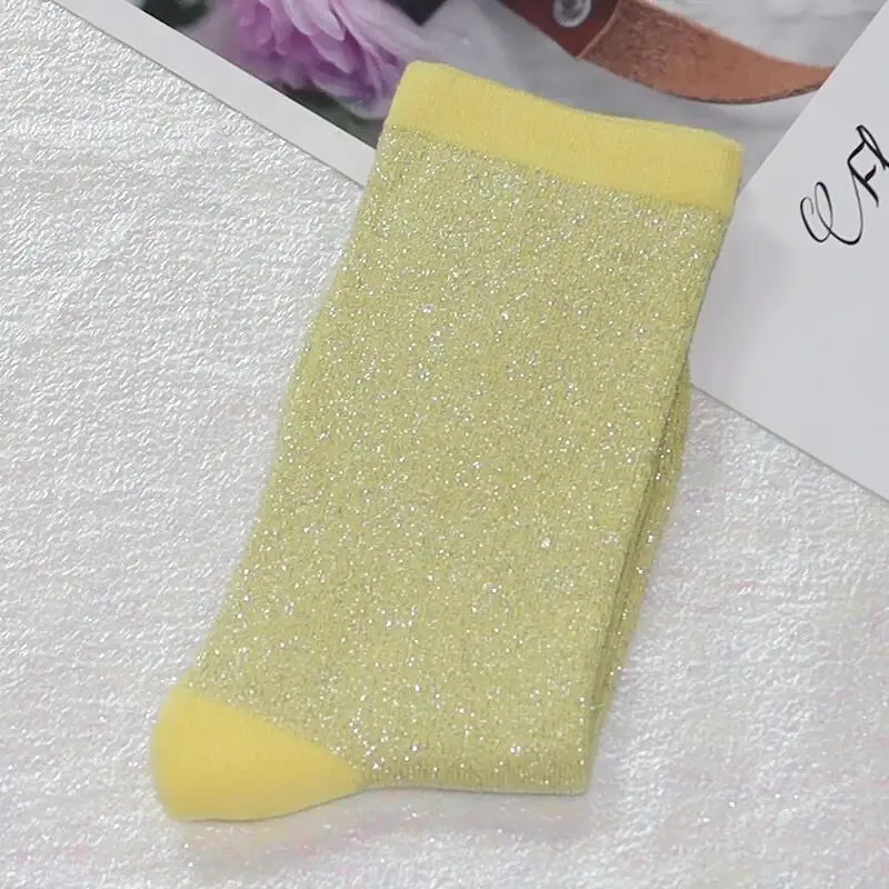 Luxury Shiny Gold & Silver Silk Socks