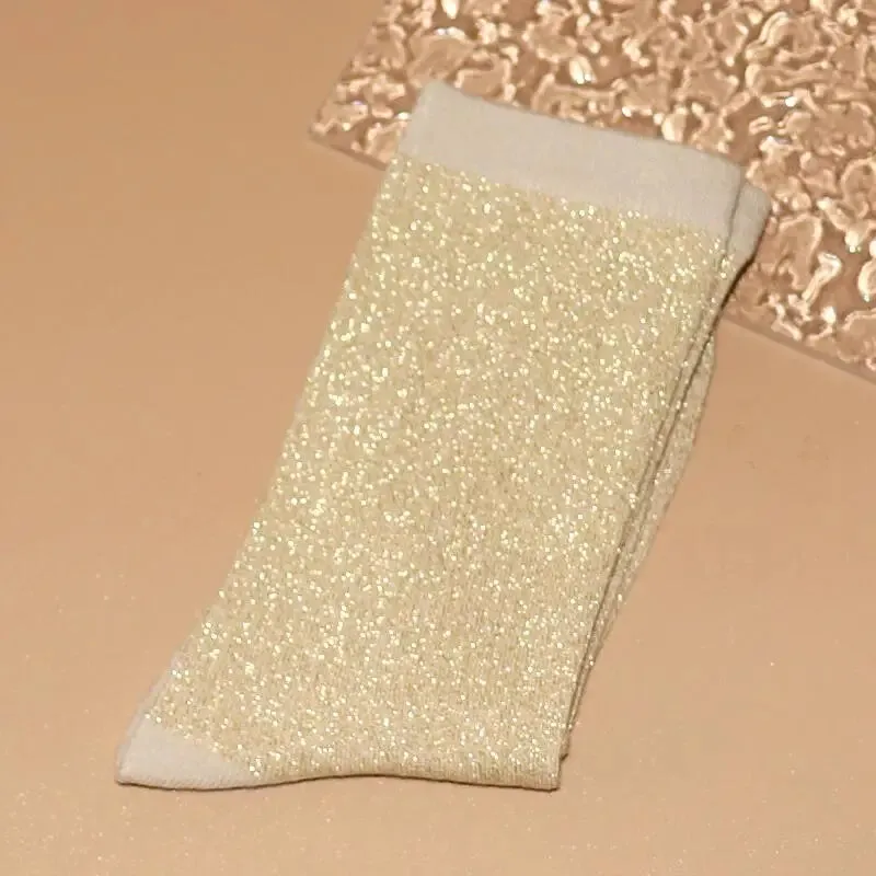 Luxury Shiny Gold & Silver Silk Socks