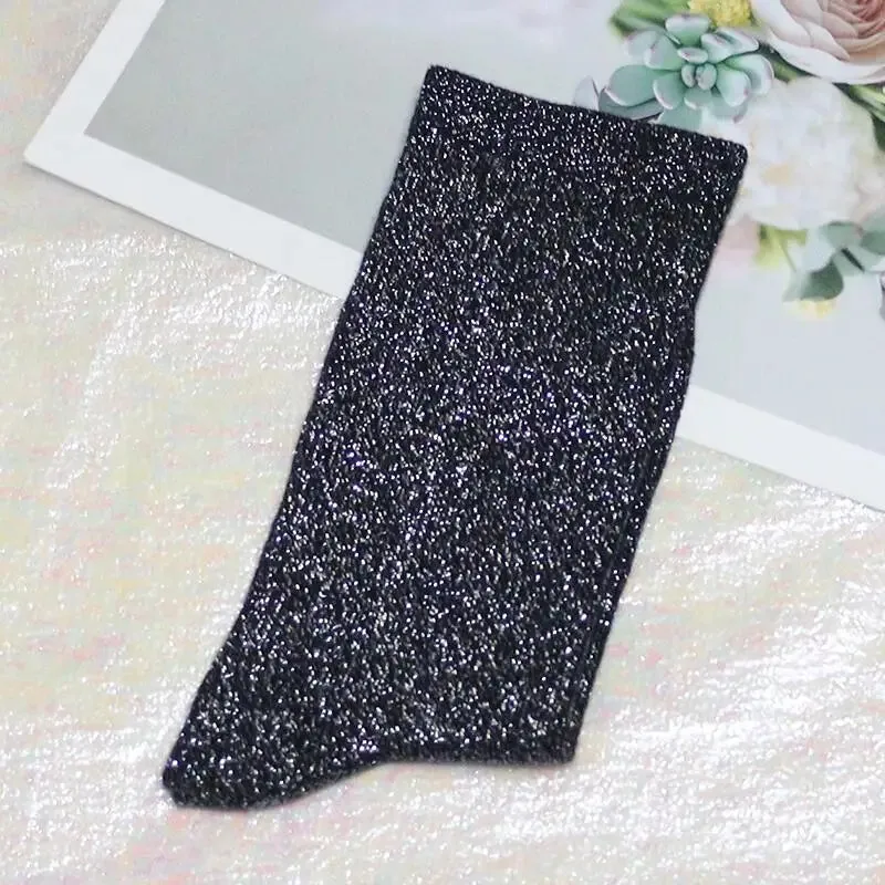 Luxury Shiny Gold & Silver Silk Socks