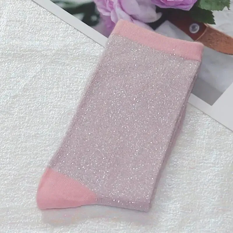 Luxury Shiny Gold & Silver Silk Socks