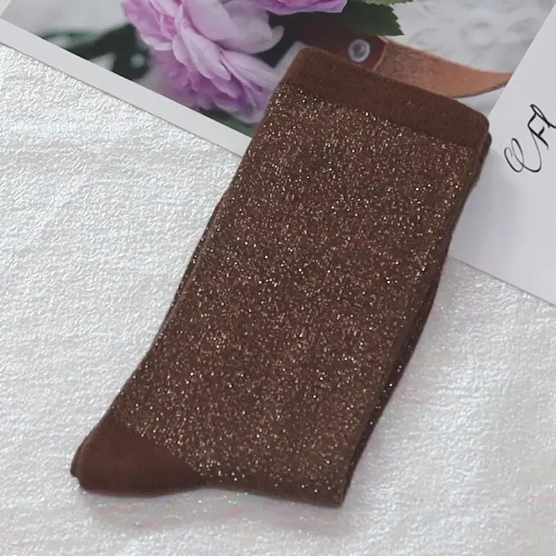 Luxury Shiny Gold & Silver Silk Socks
