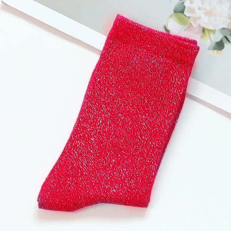 Luxury Shiny Gold & Silver Silk Socks