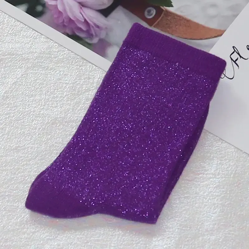 Luxury Shiny Gold & Silver Silk Socks