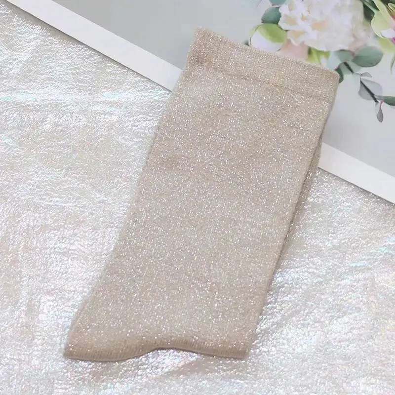 Luxury Shiny Gold & Silver Silk Socks