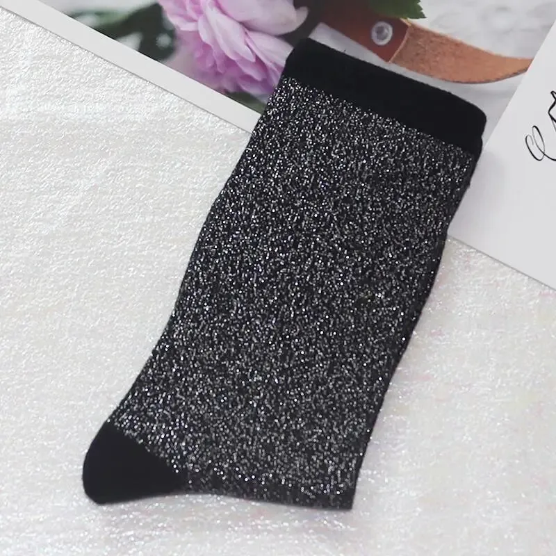 Luxury Shiny Gold & Silver Silk Socks