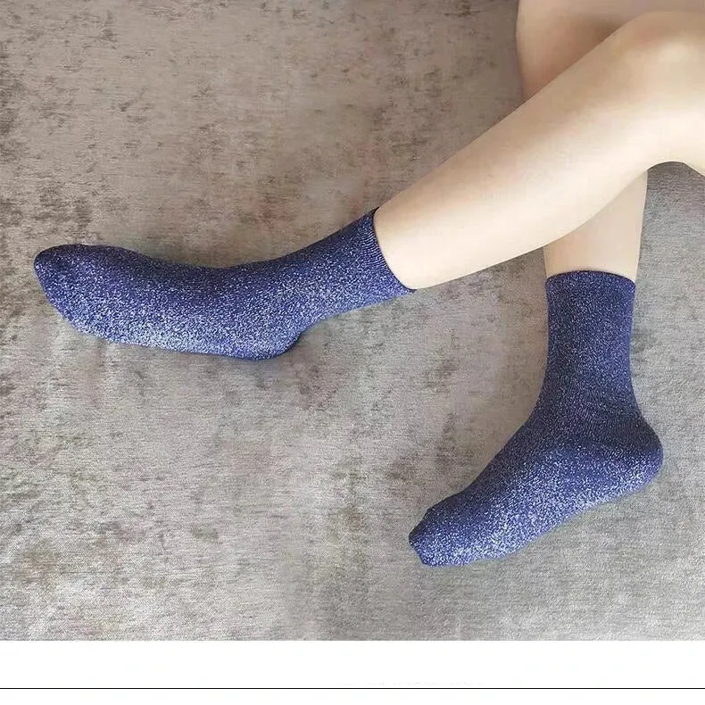 Luxury Shiny Gold & Silver Silk Socks