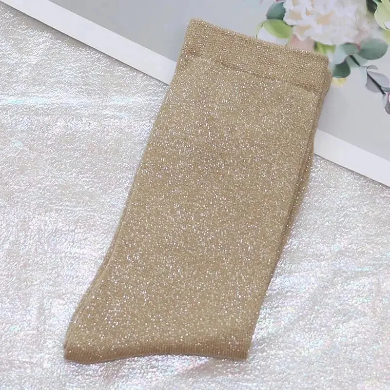 Luxury Shiny Gold & Silver Silk Socks