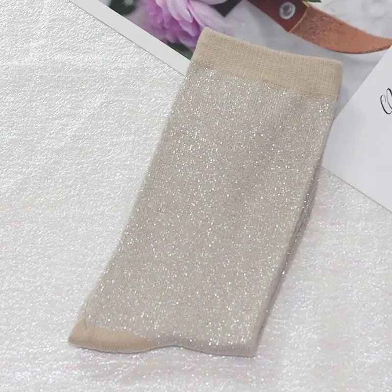 Luxury Shiny Gold & Silver Silk Socks