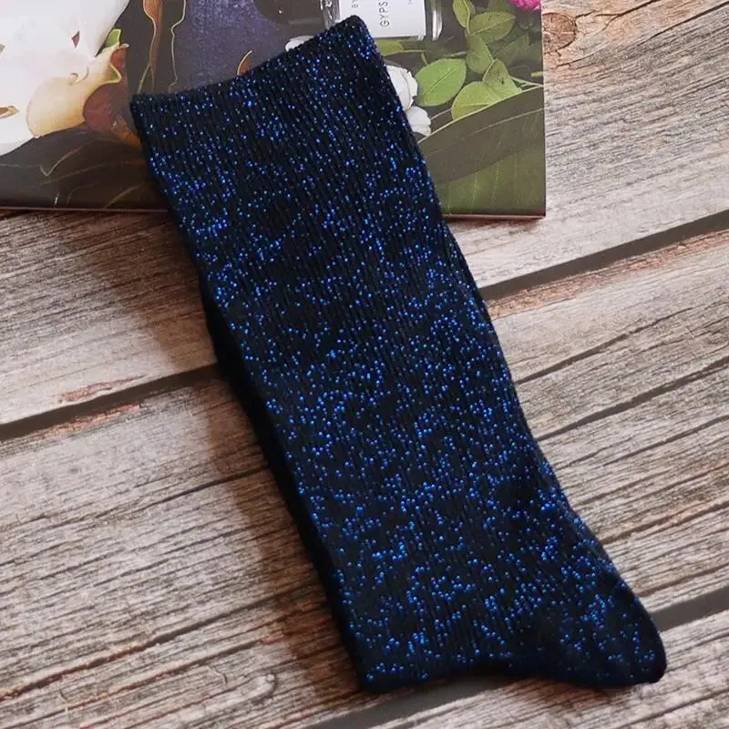 Luxury Shiny Gold & Silver Silk Socks