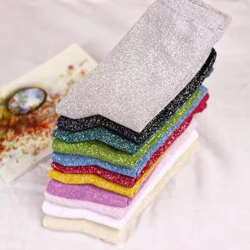 Luxury Shiny Gold & Silver Silk Socks