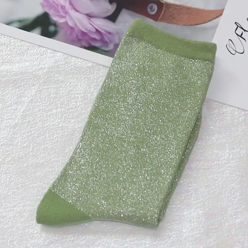 Luxury Shiny Gold & Silver Silk Socks
