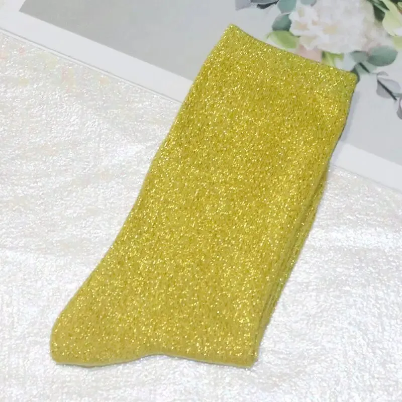 Luxury Shiny Gold & Silver Silk Socks