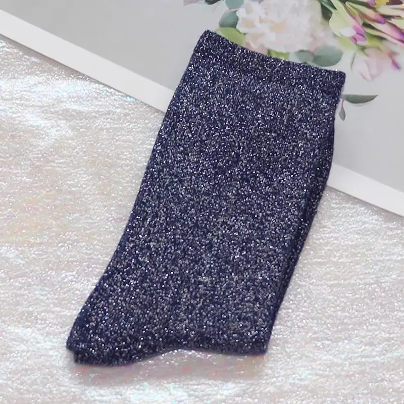 Luxury Shiny Gold & Silver Silk Socks