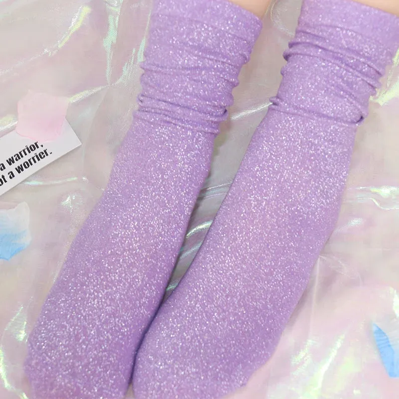 Luxury Shiny Gold & Silver Silk Socks