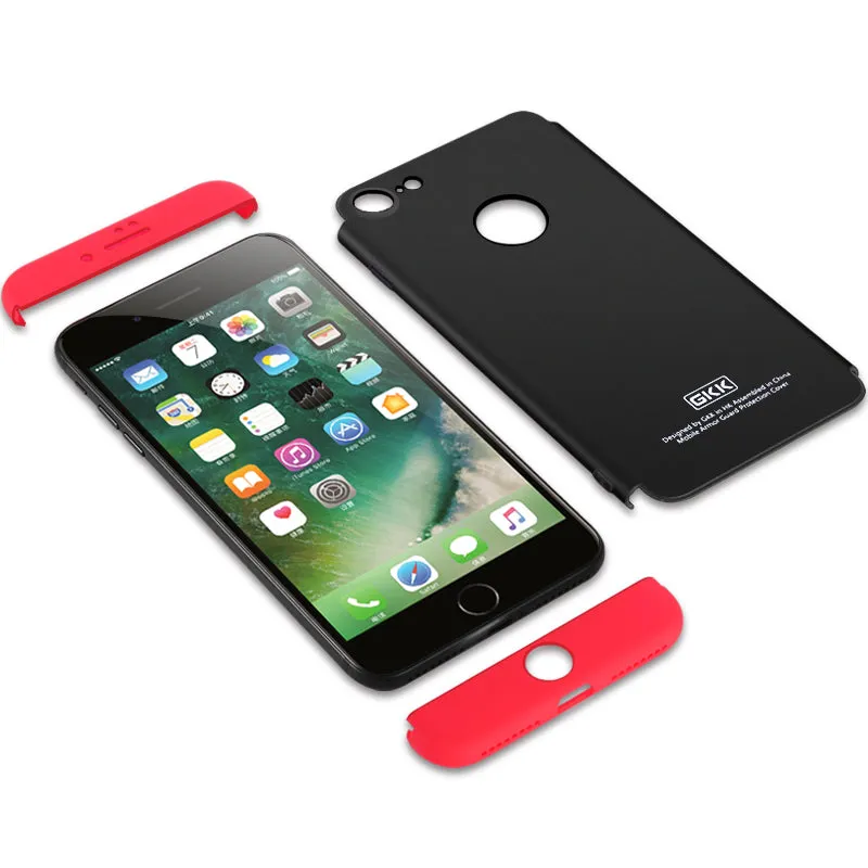 Luxury Slim 3 in 1 Hybrid Armor Hard Case For Apple iphone 6 Plus/6s Plus Full Body 360 Degree Protection Back Cover Case Black