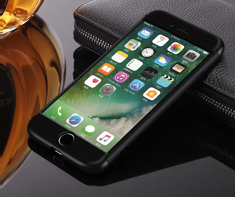 Luxury Slim 3 in 1 Hybrid Armor Hard Case For Apple iphone 6 Plus/6s Plus Full Body 360 Degree Protection Back Cover Case Black