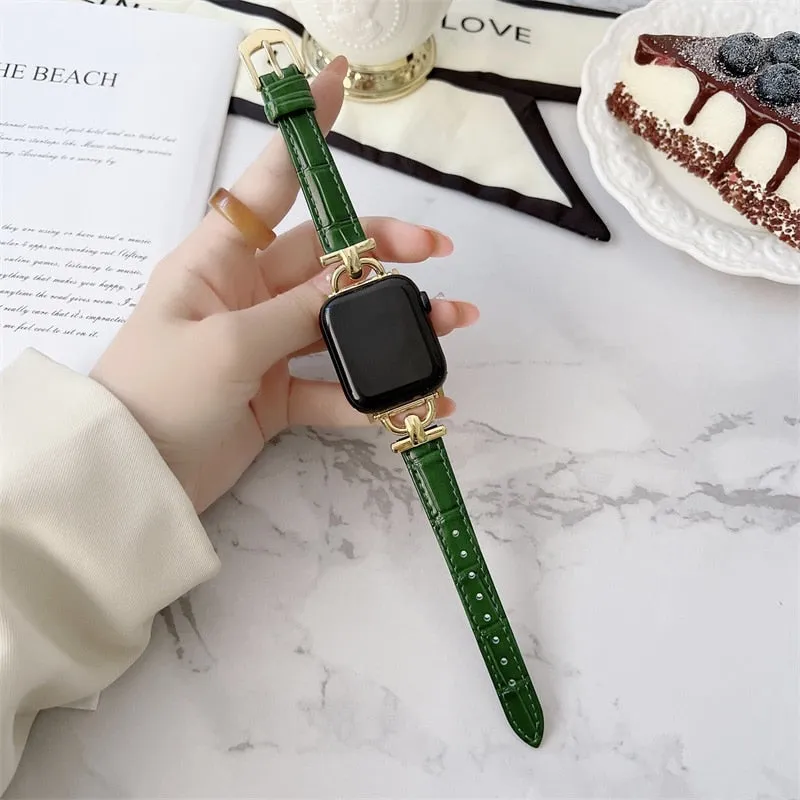 Luxury Slim Leather Apple Watch Band