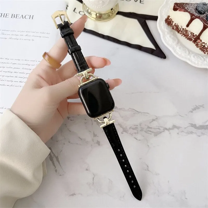 Luxury Slim Leather Apple Watch Band
