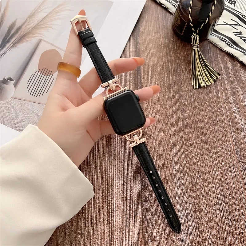 Luxury Slim Leather Apple Watch Band