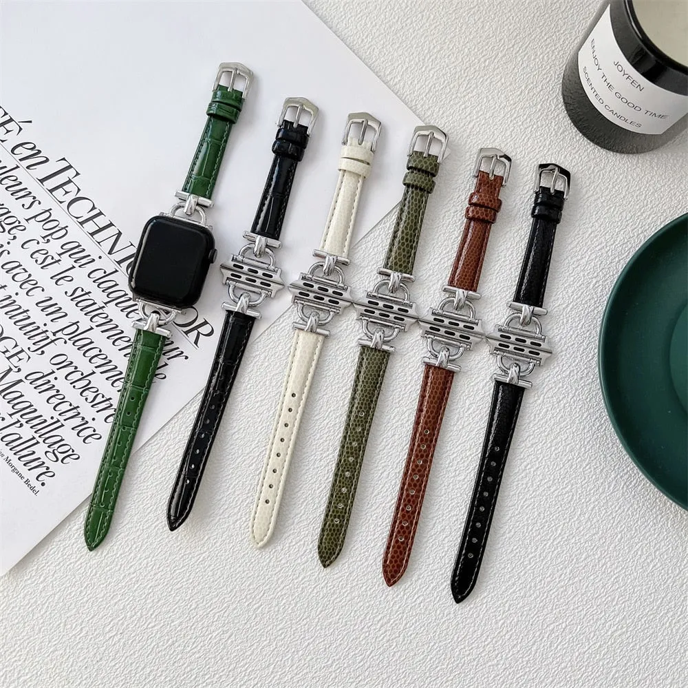 Luxury Slim Leather Apple Watch Band
