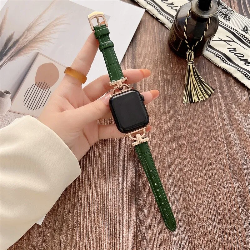 Luxury Slim Leather Apple Watch Band