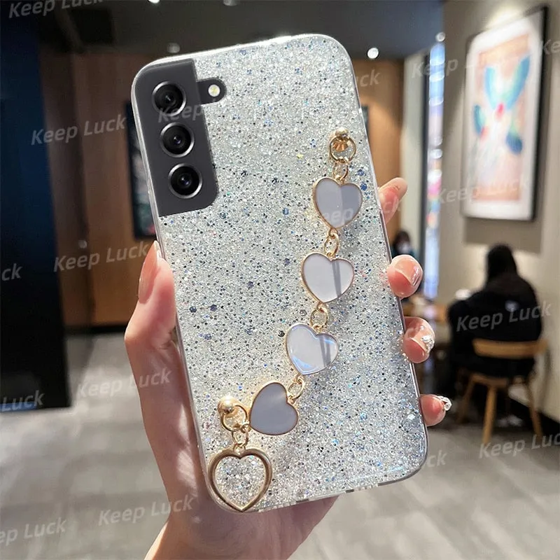 Luxury Soft Love Heart Bracelet Phone Case For Samsung Galaxy