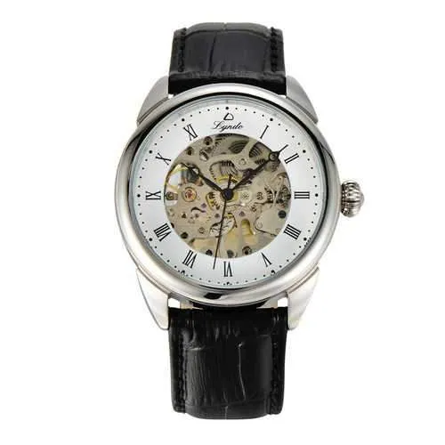 LYNDO Mechanical Watch Self-winding Leather Watch Band Fashion Classic Casual Men Watch