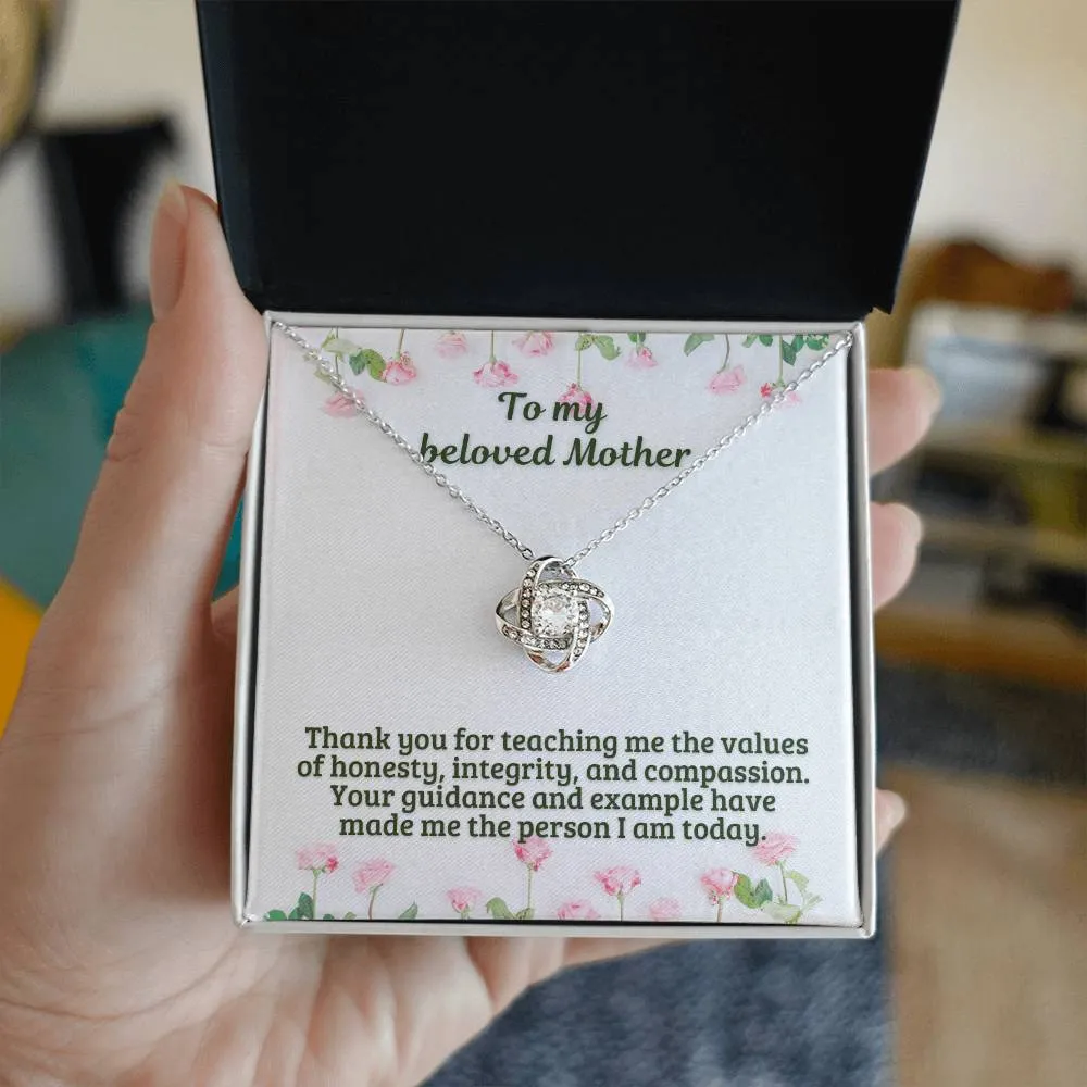 M51 Elegant Love Knot Necklace with Message Card for Mom, Mum, Grandma on Mother's Day
