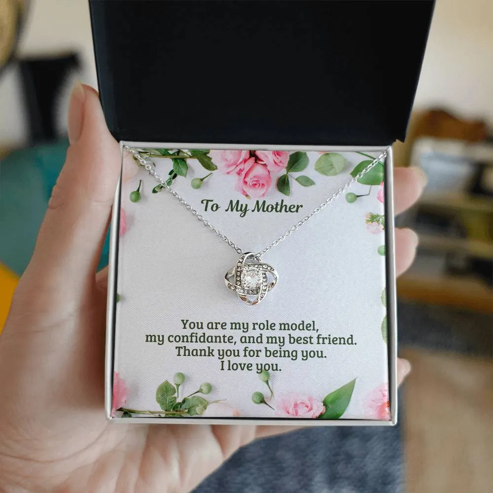 M53 Mother Elegant Love Knot Necklace with Message Card for Mom, Mum, Grandma on Mother's Day