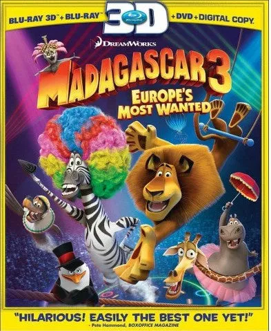 Madagascar 3: Europe's Most Wanted 3D Blu-ray   Blu-ray   DVD   Digital Copy (3-Disc Set) (Free Shipping)