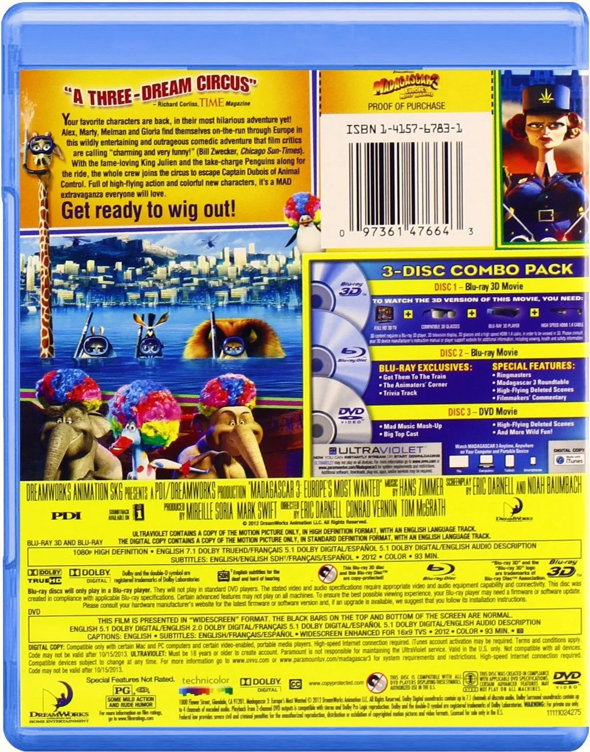 Madagascar 3: Europe's Most Wanted 3D Blu-ray   Blu-ray   DVD   Digital Copy (3-Disc Set) (Free Shipping)