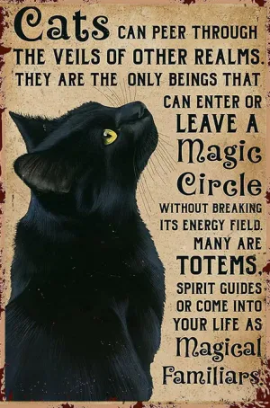 Magical Familiar Black Cat Lover Wicca Custom Coven Printable - AI Created Hand Crafted One of A Kind Digital Download Wall Art Cottage Core