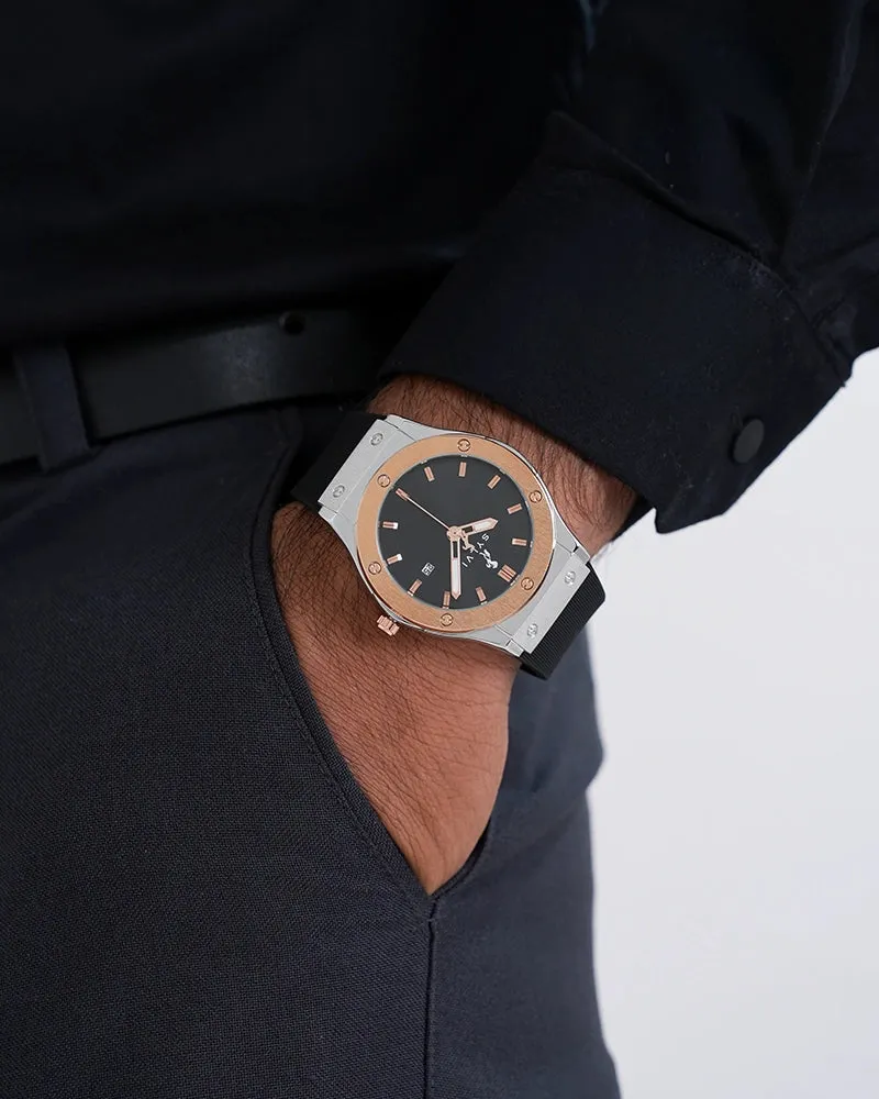 Majestic Black Rosegold Silver Silicone