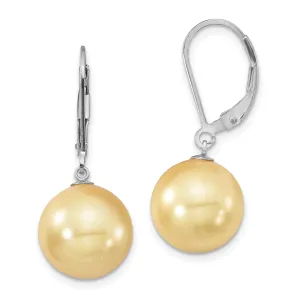 Majestik Round Yellow Pearl Leverback Earring
