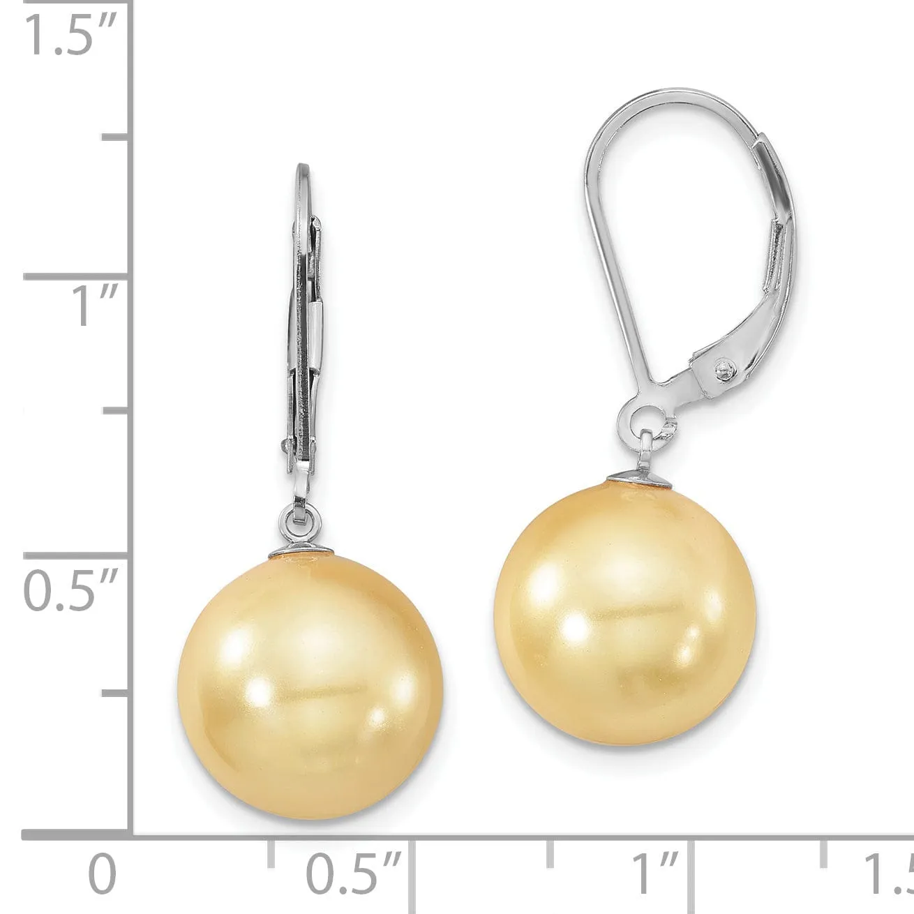 Majestik Round Yellow Pearl Leverback Earring